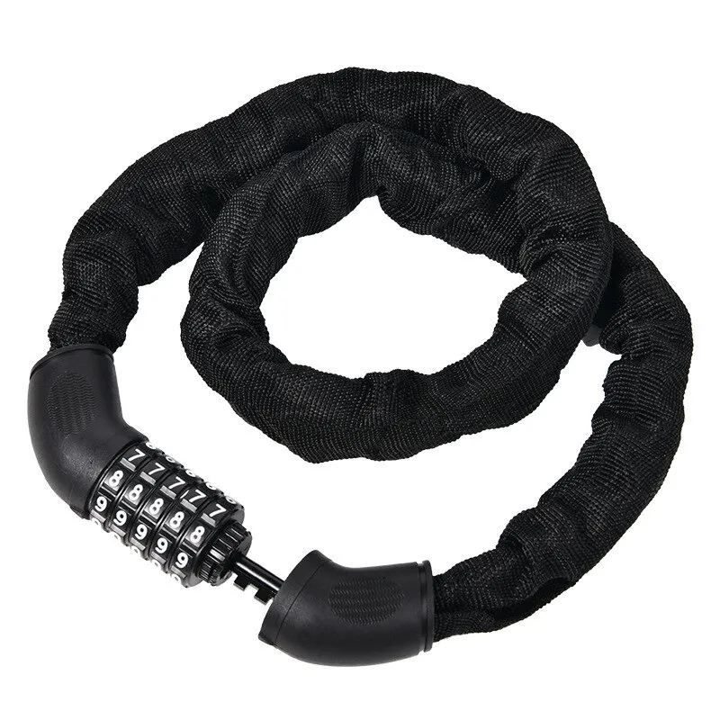 Antifurt Bicicleta, Lungime 1m, blocare prin cifru 5 trepte si suport de atasare pentru trotineta electrica 、 bicicleta、 scuter, 15*10*4cm, Negru