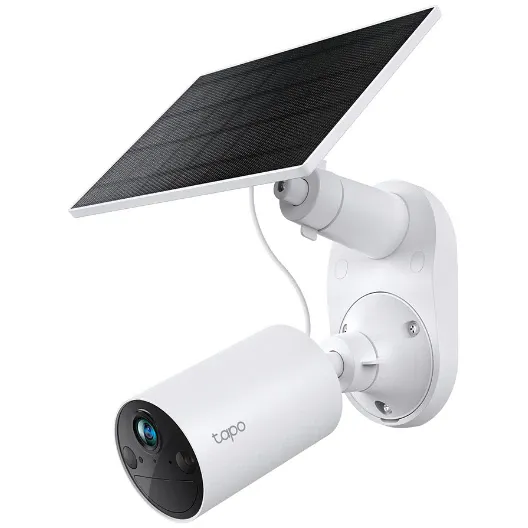 Kit camera de supraveghere + panou solar TP-Link Tapo C410 KIT, 3MP, 2K 2304x1296, Color Night Vision, Two-Way Audio, detectie AI, alarma luminoasa si sonora, acumulator, montare fara cabluri, IP65