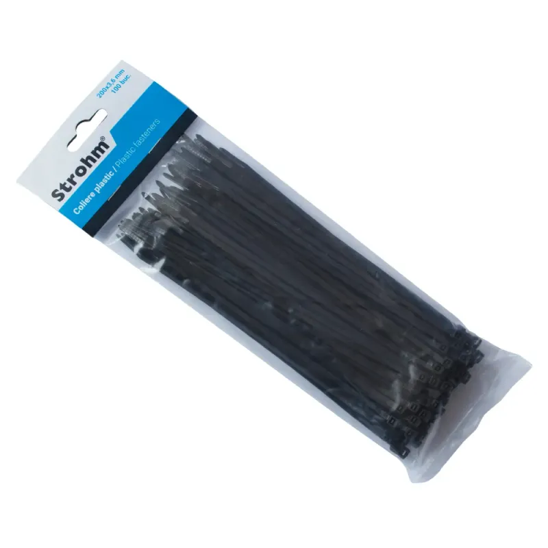 Colier PVC Strohm cu dimensiunea de 200 x 3.6 mm 100 de bucati