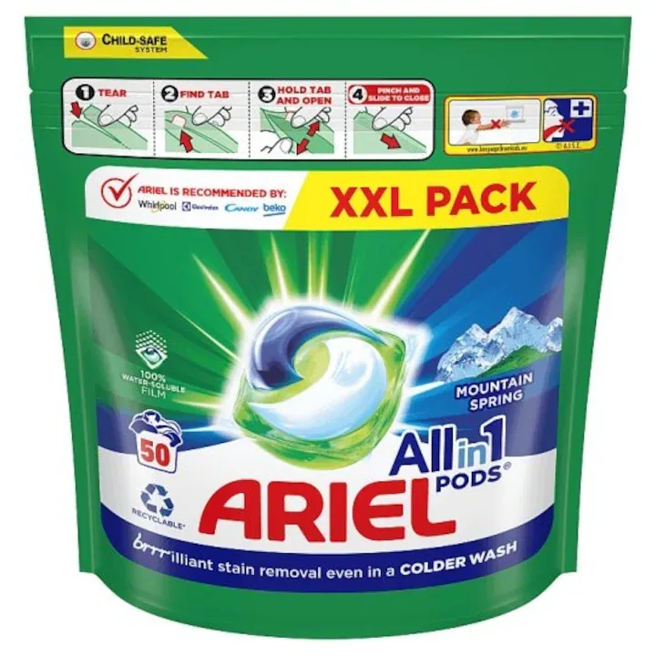Detergent Capsule Ariel AllinOne Pods Mountain Spring 50 buc
