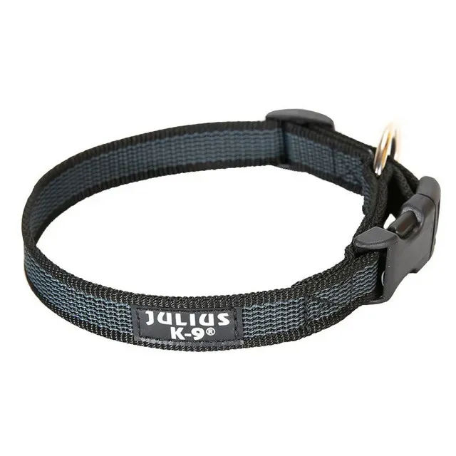Zgarda pentru caini Julius-K9 IDC, nylon, latime 25 mm, gri