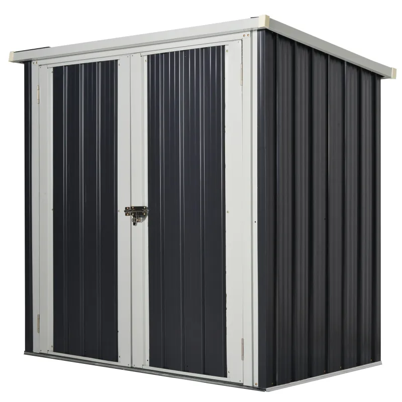 Magazie gradina, Outsunny, Otel, Usa dubla, Sistem de blocare, 147x86x134 cm, Alb/Negru