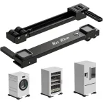 Set 2 Suport mobil baza reglabili extensibil cu role si sistem anti-alunecare MOSMAOO®, material metalic, negru, dimensiuni 80x6x4.7cm, pentru mobil masina de spalat, frigider