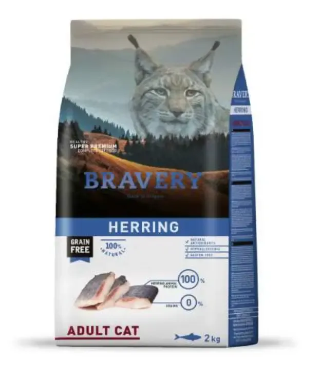 Hrana uscata pentru pisici, Bravery , Hering , 2 kg