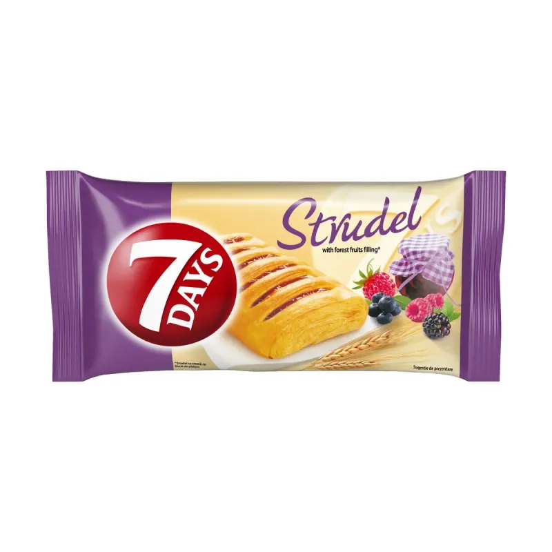 Strudel cu umplutura cu crema cu fructe de padure 7 Days, 80 g