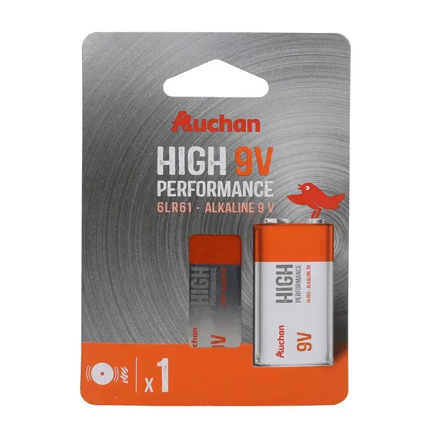 Baterie alcalina Auchan High Performance, 6LR61 9v, 1 bucata