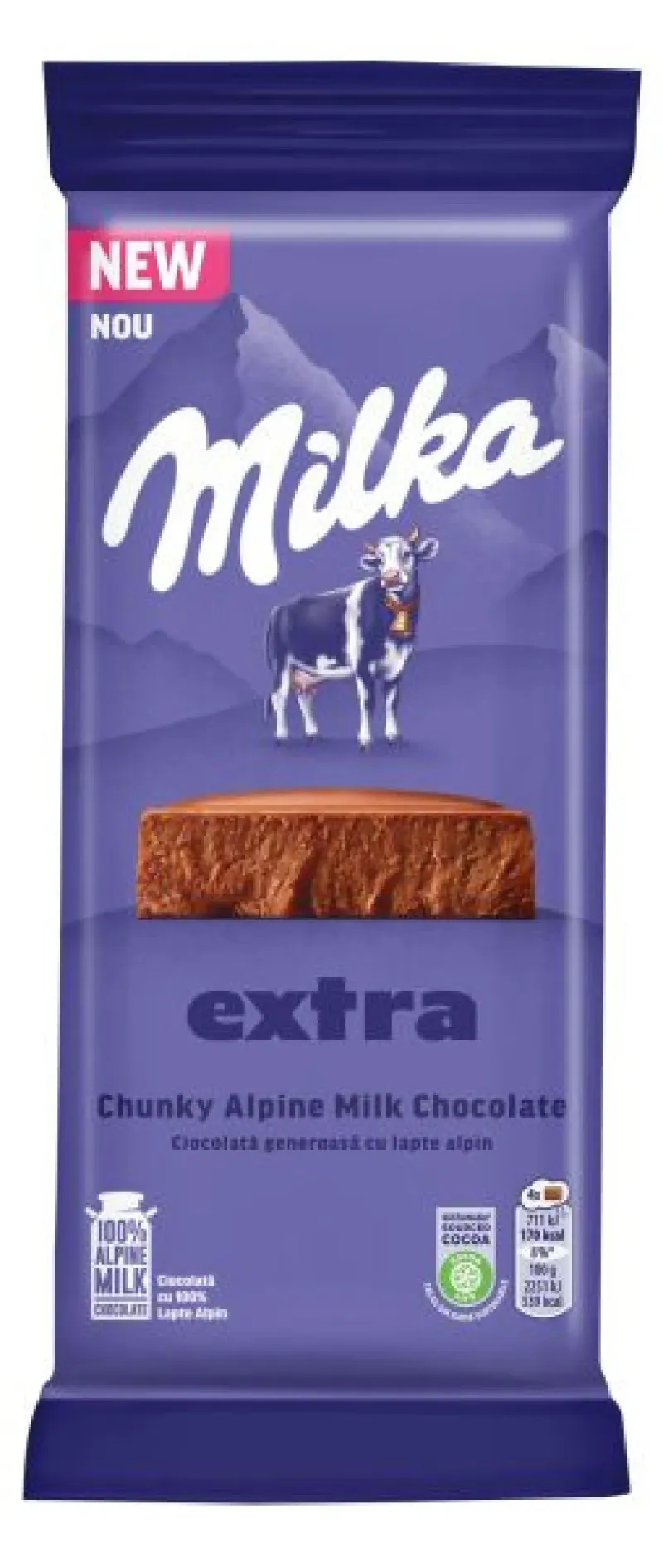 Ciocolata cu lapte alpin extra Milka, 190 g