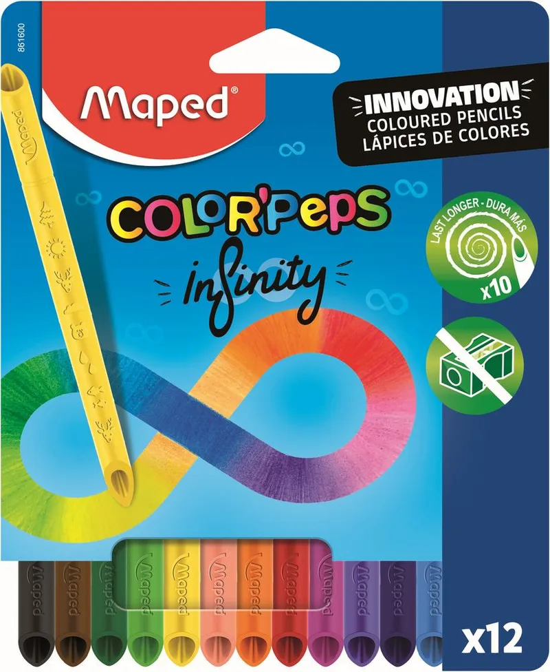 Set 12 creioane colorate Color'Peps Maped Infinity, Multicolor