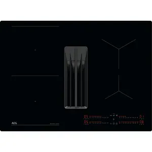 Plita incorporabila cu hota integrata AEG TCH74B01FB, Inductie, 4 arzatoare, Touch control, negru