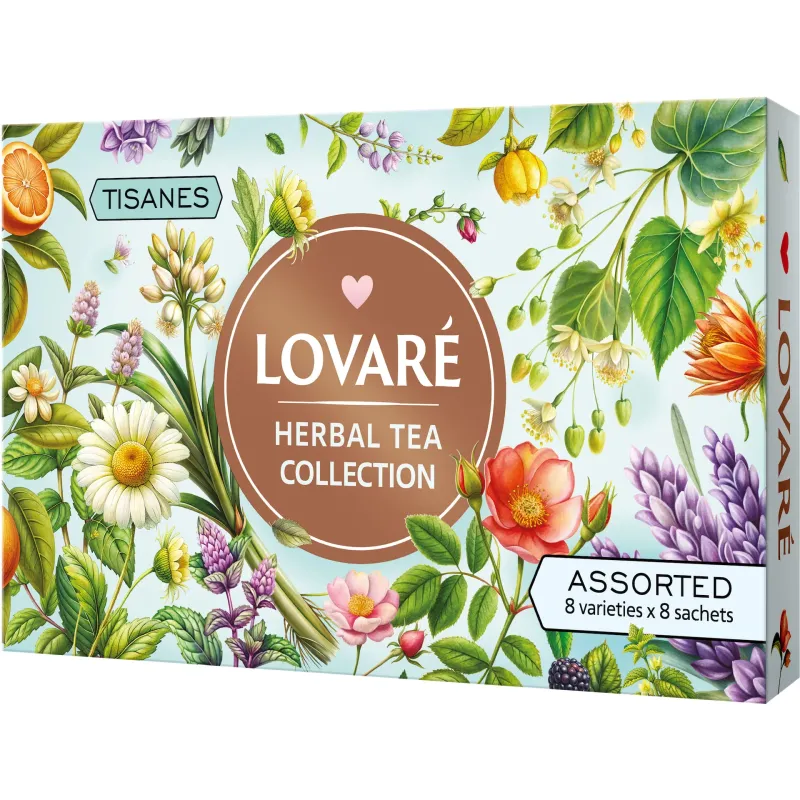 Colectie de ceai de plante asortat Lovare Herbal Tea Collection, 64 pliculete