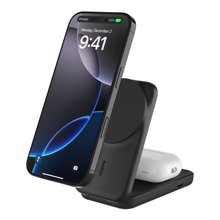 Incarcator magnetic 2-in-1 Belkin UltraCharge 25W, negru, 5V