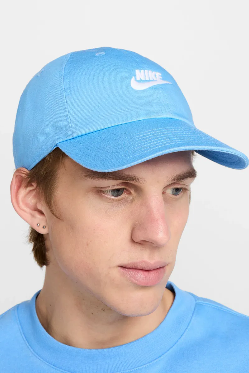 Nike, Sapca ajustabila unisex cu logo brodat Fly, Alb/Albastru deschis