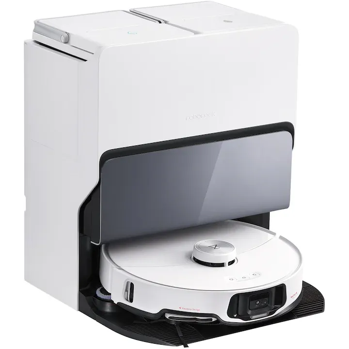 Robot de Aspirare Roborock S8 MaxV Ultra S8MVU02-00, aspirator si mop, mapare 3D, 5200 mAh, 10.000Pa, recipient praf 270 ml, recipient apa 100 ml, 60 W, 180 min autonomie,alb