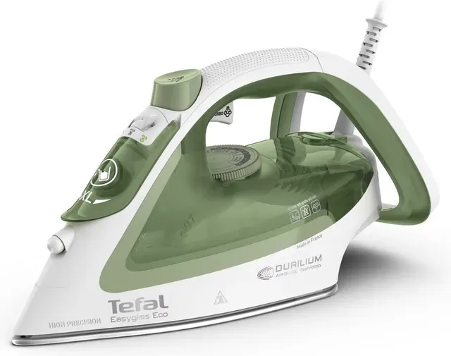 Fier de calcat Tefal FV5781E1, 2800W, abur variabil 50 g/min, talpa Durilium Airglide, mod Eco, verde