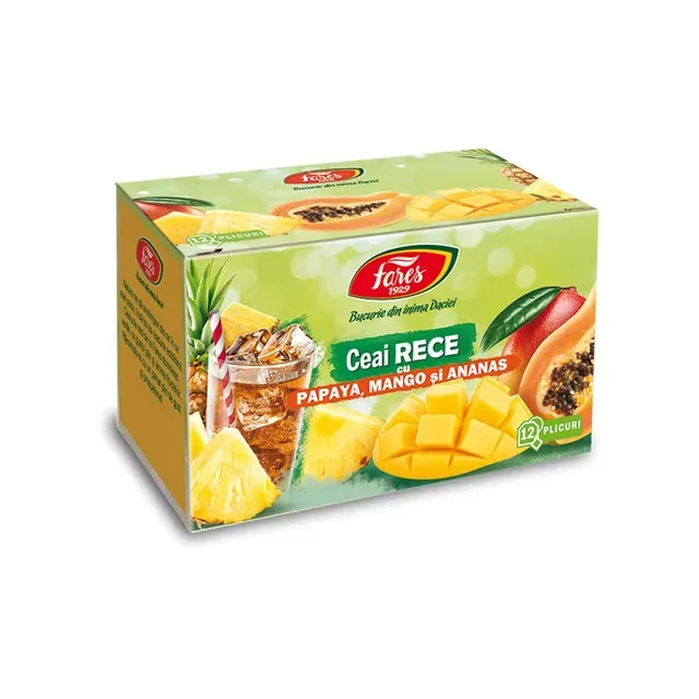 Ceai rece cu papaya, mango si ananas Fares, 12 plicuri