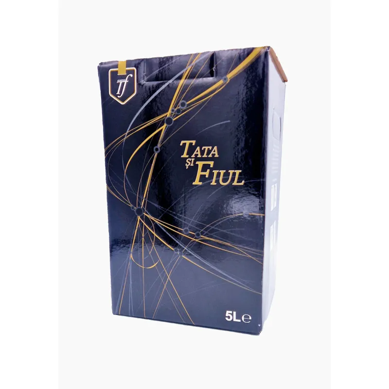 Vin rosu Tata si Fiul Merlot & Babeasca Neagra demidulce 5 L bag in box