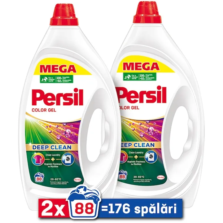 Pachet 2 x Detergent de rufe lichid Persil Deep Clean Color , 88 spalari, 3,96 L