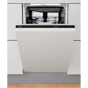 Masina de spalat vase incorporabila WHIRLPOOL WSIP 4O33 PFE, 6th Sense, 10 seturi, 9 programe, 45 cm, Clasa D, panou comanda negru