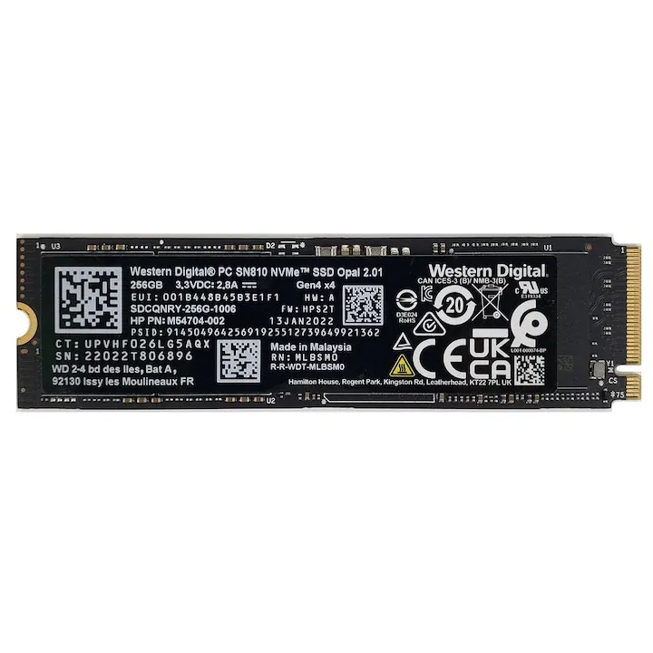 SSD Western Digital SN810, 256GB, M.2 2280, PCIe Gen 4.0 x4, bulk