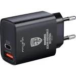 Incarcator retea MYRIA Echipa Nationala de Fotbal MY9092FRF, 1x USB-A, 1x USB-C, Power Delivery (PD) 30W, negru