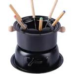 Set fondue negru fonta emailata, XGETOP® Banquet Ceramica, 9piese, 22x17cm, Hot Pot Incalzire Self-Service Hot Pot pentru ciocolata Ice Cream Branza
