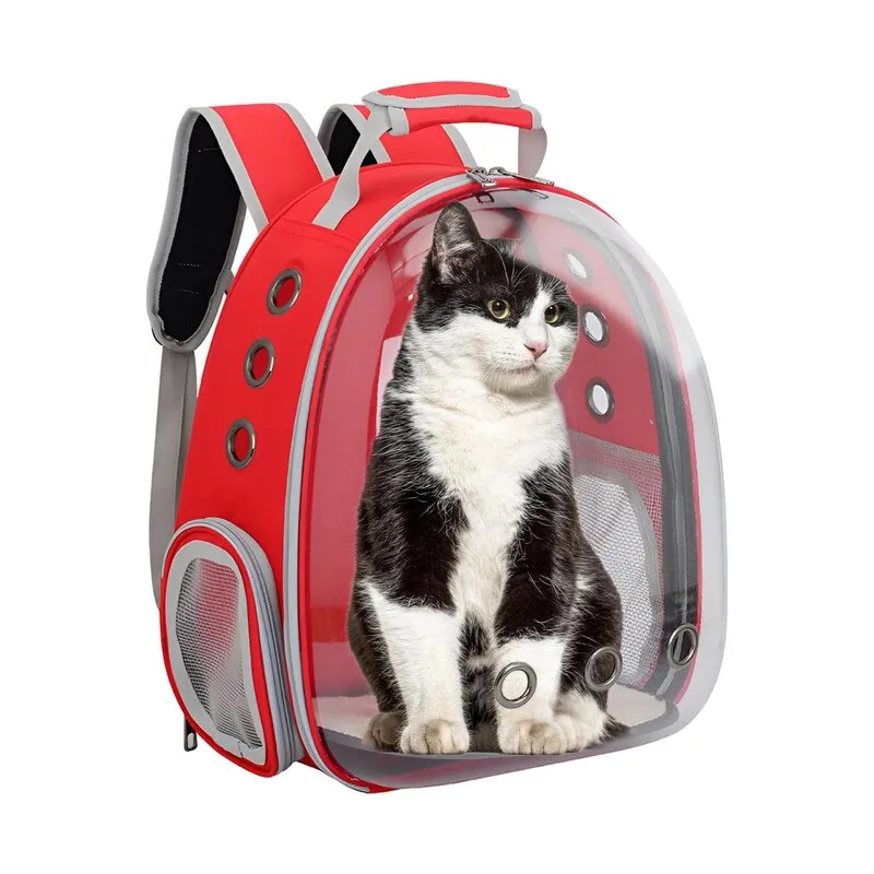 Rucsac pentru Transport Pisici și Câini, Esther Beauty, Lateral cu Plasă, Roz, 42x31x26cm