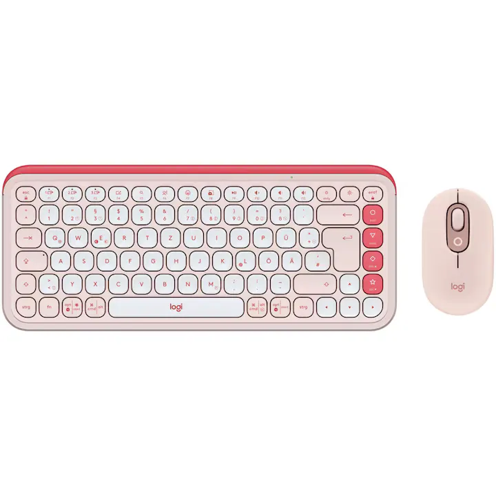 Kit Wireless Tastatura + Mouse Logitech POP ICON COMBO, Bluetooth, EasySwitch, Rose