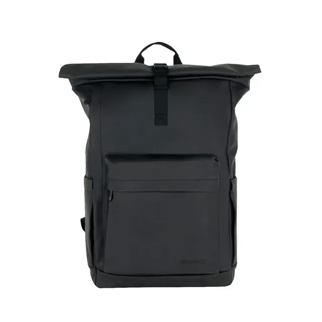 Rucsac rolltop Airport, din material reciclat, buzunare multiple, 44 x 30 x 15 cm, negru
