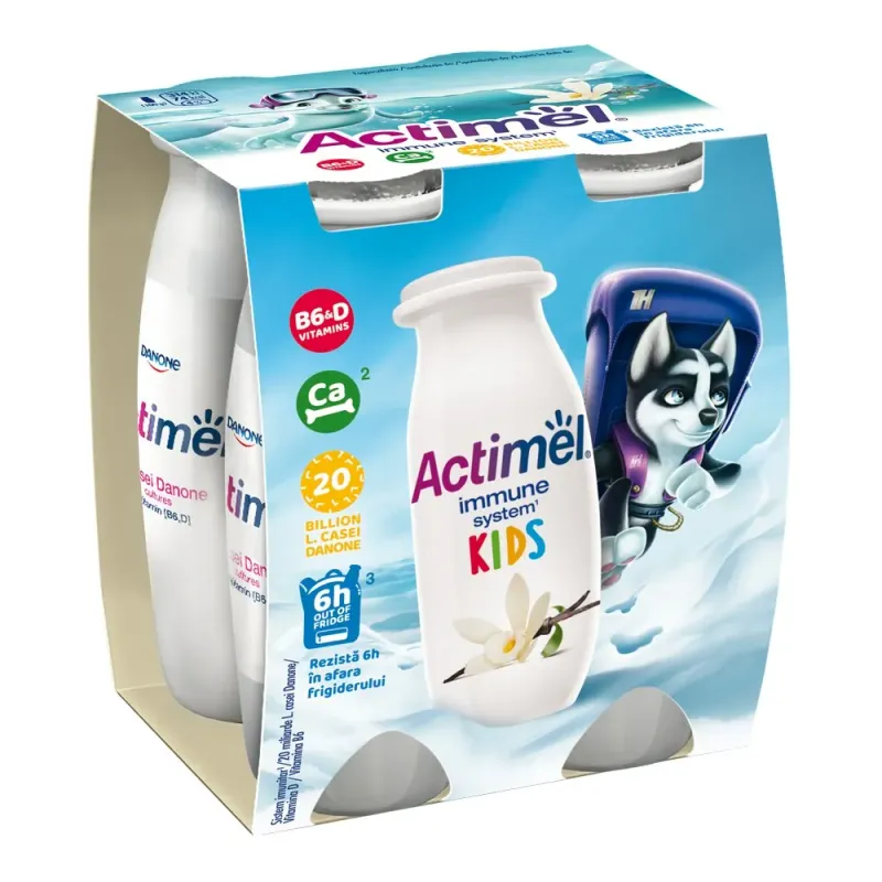 Iaurt de baut pentru copii Actimel cu vanilie, 4 x 100 g