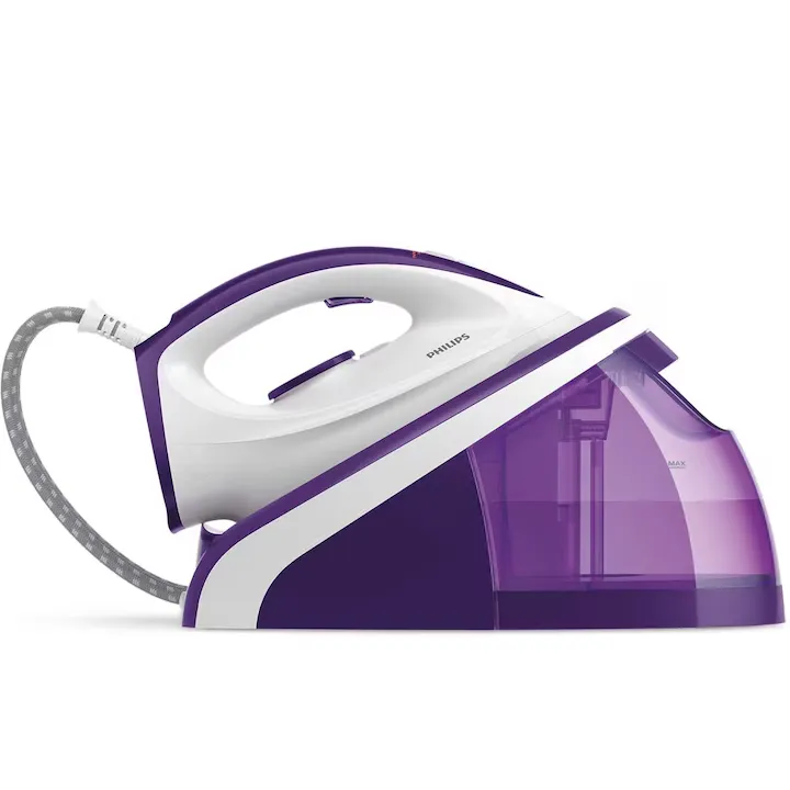 Statie de calcat cu abur Philips HI5922/30, 2400W, 5.2 bari, talpa ceramica, jet de abur continuu de 110 g/min, jet de abur 300 g, oprire automata de siguranta, Rezervor de apa detasabil de 1.1L, violet