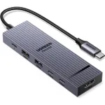 Hub USB-C UGREEN 6 in 1 Revodok Pro 10 Gbps cu HDMI 4K@60Hz – Adaptor USB-C cu 2 x USB-A 3.2 si 2 x USB-C 3.2, PD 100W, Aliaj Aluminiu, Gri