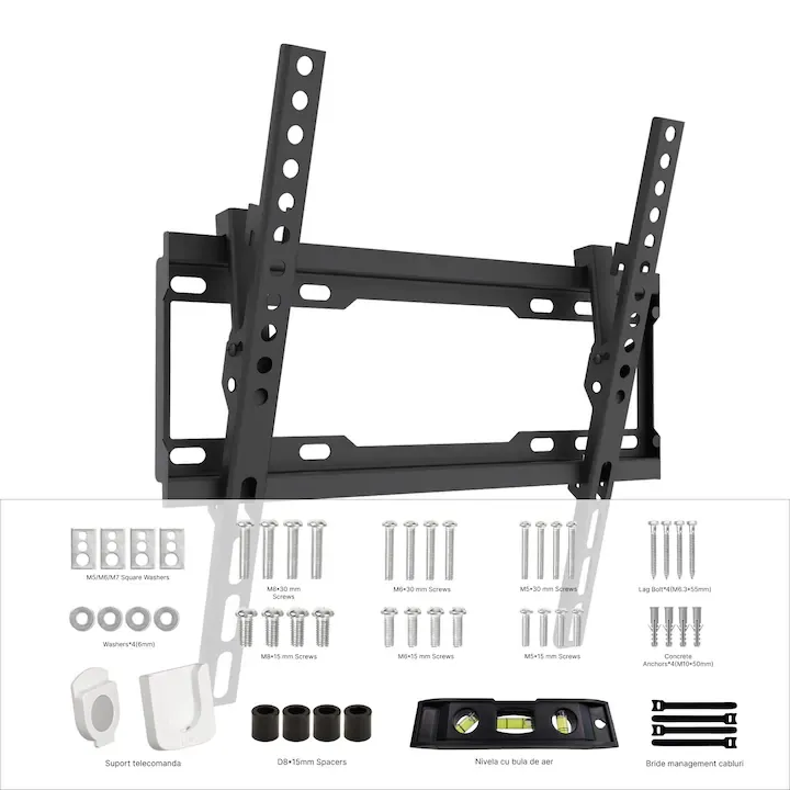 Suport TV reglabil VGSOLID44T, 32"-70", 45 kg, unghi inclinare +0/-15, negru, 28 mm