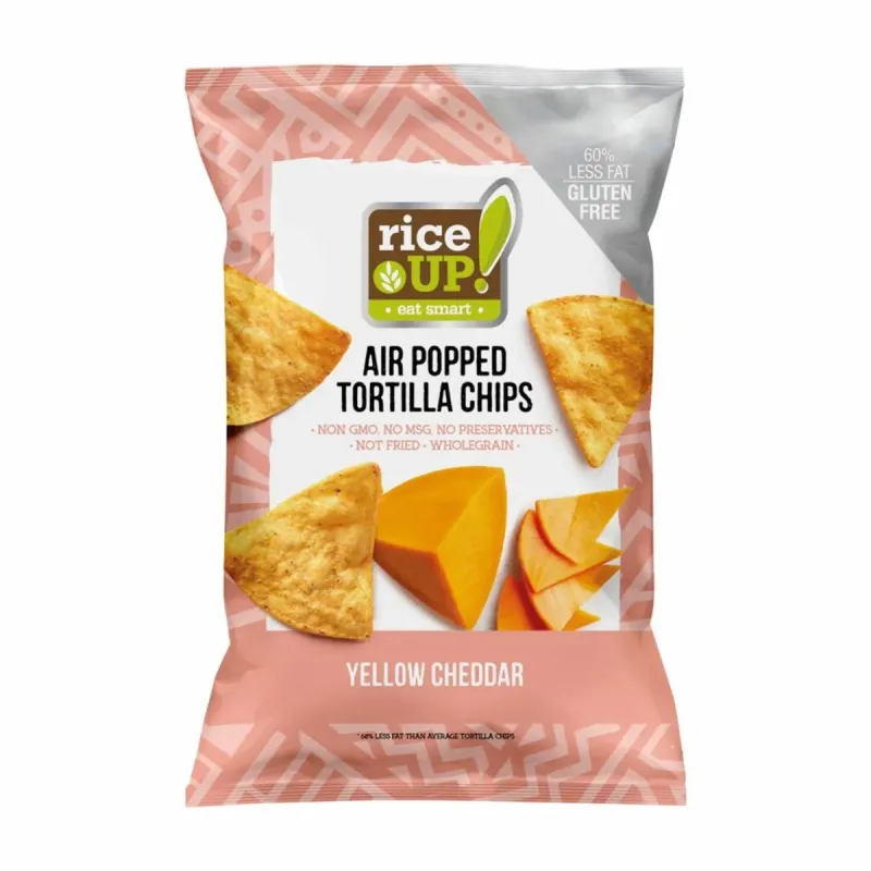 Tortilla chips cu aroma de branza cheddar Rice Up, 60 g