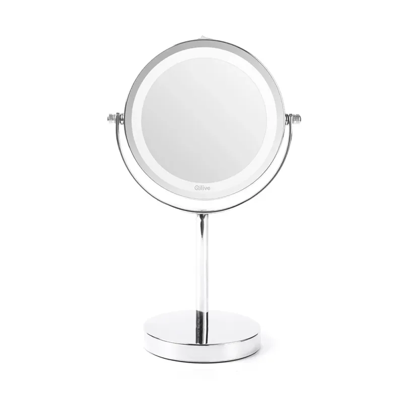 Oglinda cu baterii Qilive, 136928, Iluminata, Culoarea Argintiu