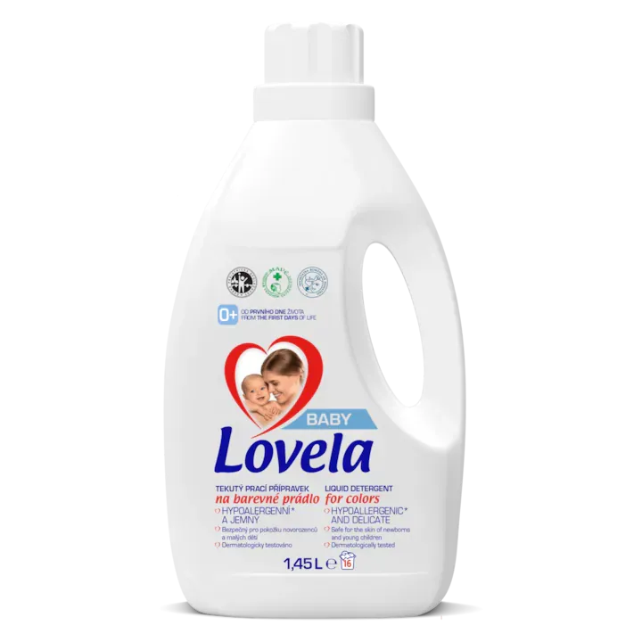 Detergent lichid Lovela Baby, pentru rufe colorate, 16 spalari, 1.45L
