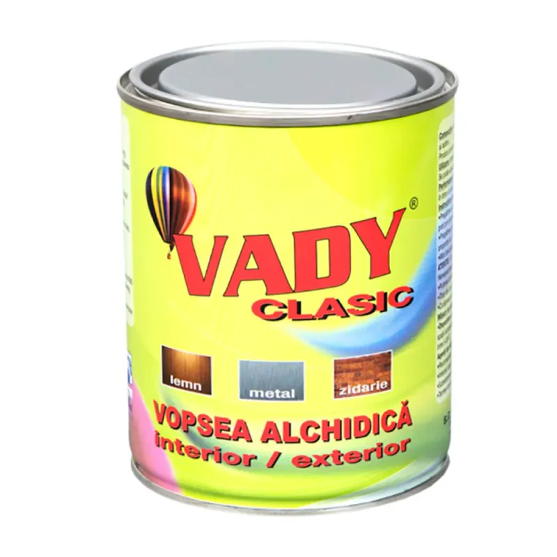 Vopsea alchidica Vady pentru interior si exterior, alb satinat, 0.9 kg