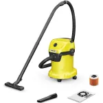 Aspirator umed-uscat Karcher WD 3 V-17/4/20, 1000 W, recipient 17 l, furtun 2 m, functie de suflare, filtru cartus, sac de filtrare, Galben/Negru