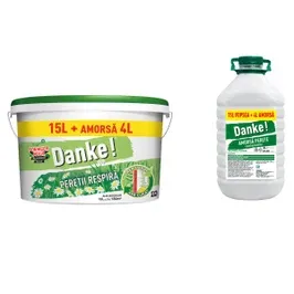 Vopsea lavabila interior, Danke - peretii respira, alb, 15 L + amorsa Danke, 4 L