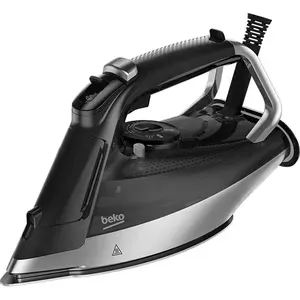 Fier de calcat BEKO Future Iron SIM5124A, 2400W, 230g/min, 350ml, talpa Soft Glide, negru-argintiu