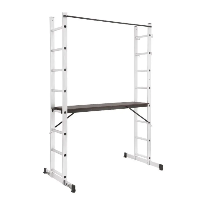 Scara si schela din aluminiu profesionala 2x8 trepte cu platforma de lucru, inaltimea maxima platforma 0.96 m, inarcare maxima 150kg