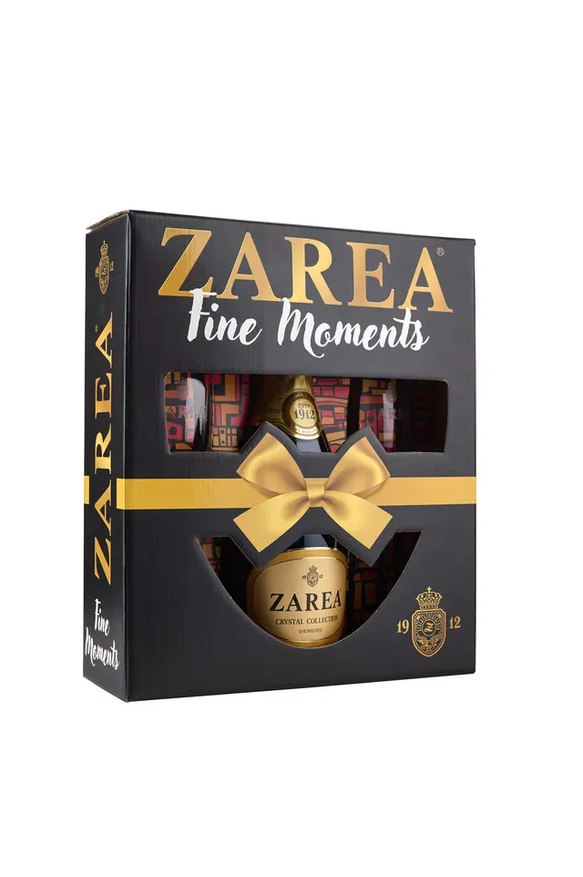 Pachet vin spumant Zarea Crystal Collection Fine Moments, 0.7 l + 2 pahare