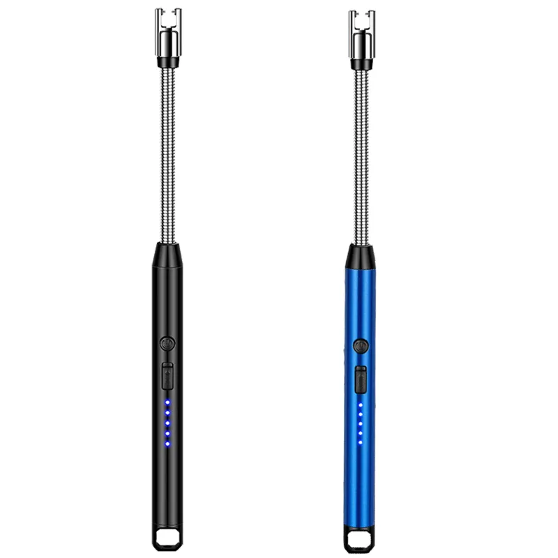 Set 2 bricheta electrica, SINBINTA, Aprinzator cu cablu USB, Incarcare rapida, Flexibila cu arc electric, Afisaj incarcare, 170mA, Reutilizabile, Rezistent la vant, Usor de utilizat, Pentru aragaz, Lumanari, Artificii, Aliaj, 15*266mm, Albastru/Negru