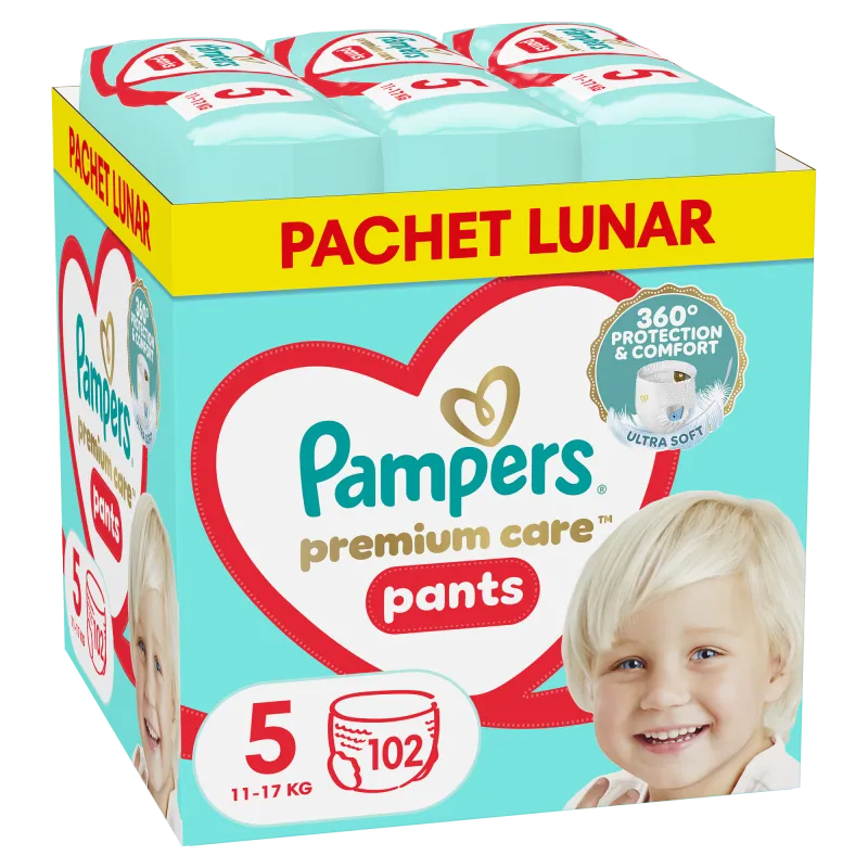 Scutece-Chilotel Pampers Premium Care Pants XXL Box Marimea 5, 12-17 kg, 102 buc