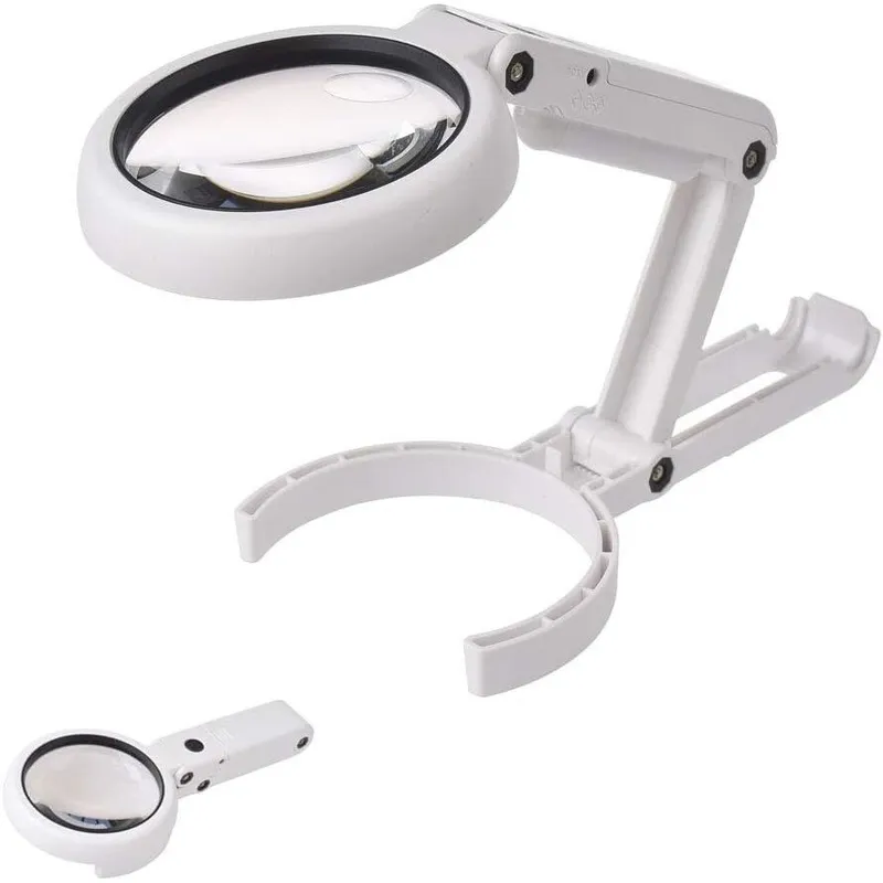 Lupa cu LED, Cafuneplus®, 5X, 11X, 2 Moduri iluminare, pentru citit, reglabila, Alb