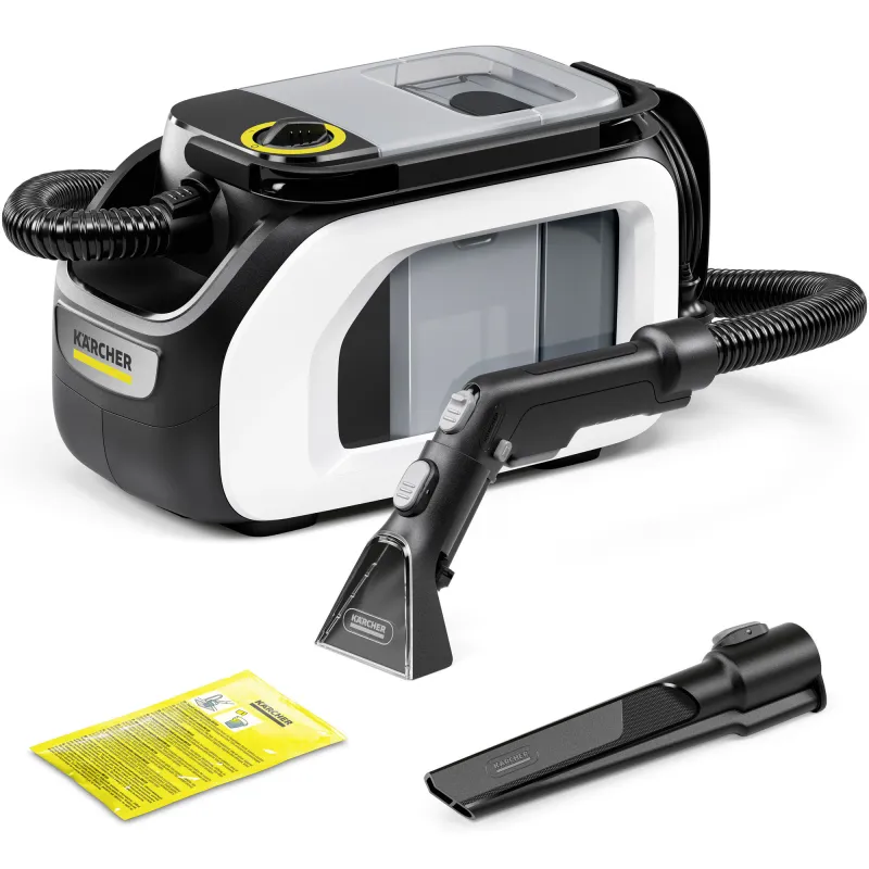 Aspirator cu spalare prin injectie-extractie Karcher SE 3 Compact Floor, 500 W, rezervor apa curata/murdara 1,7/2,9 l, duze injectie-extractie covoare/de mana/spatii inguste, detergent 100 ml, 1.081-533.0, alb