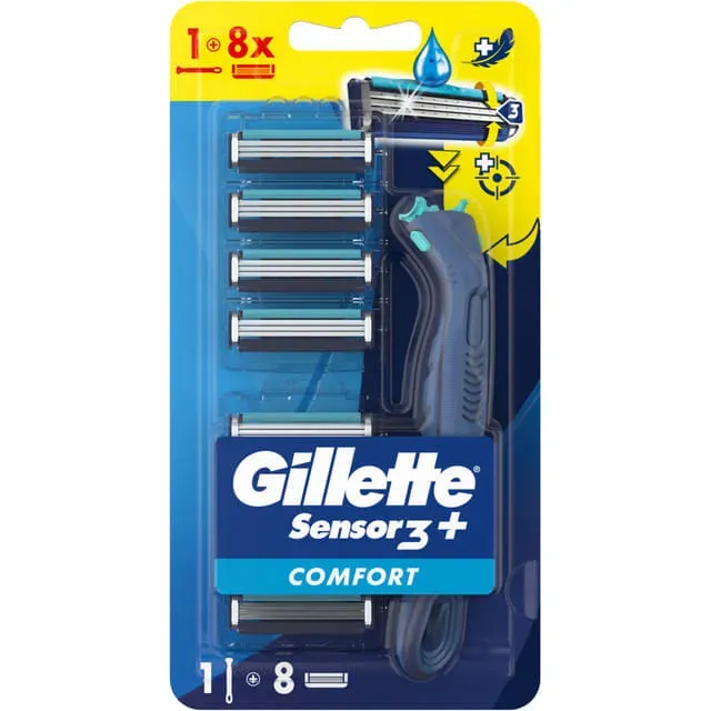 Aparat de ras Gillette Sensor 3+ Comfort, maner + 8 rezerve