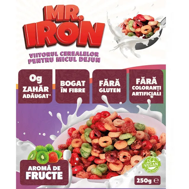 Cereale din ovaz cu aroma de fructe Mister Iron, 250 g