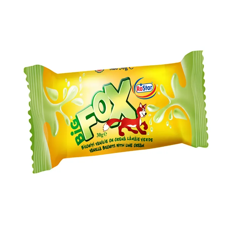 Biscuiti vanilie cu crema lamaie verde Big Fox RoStar, 30 g