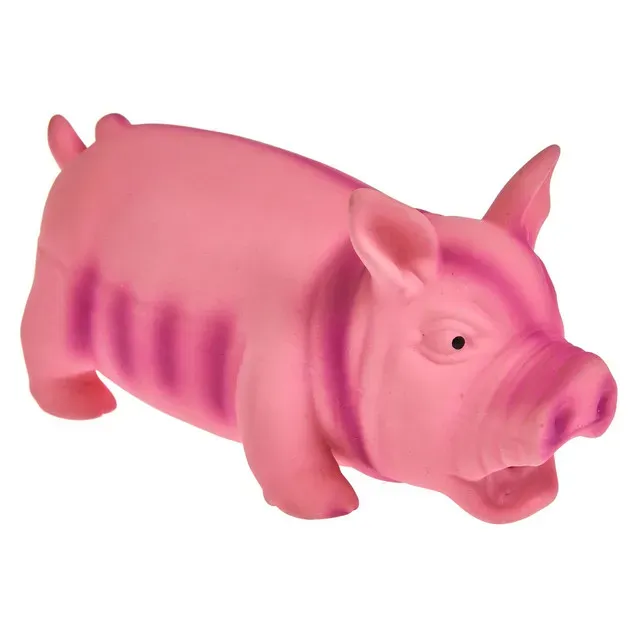 Jucarie pentru caini Auchan, latex, porc cu sunet, 20 cm, roz