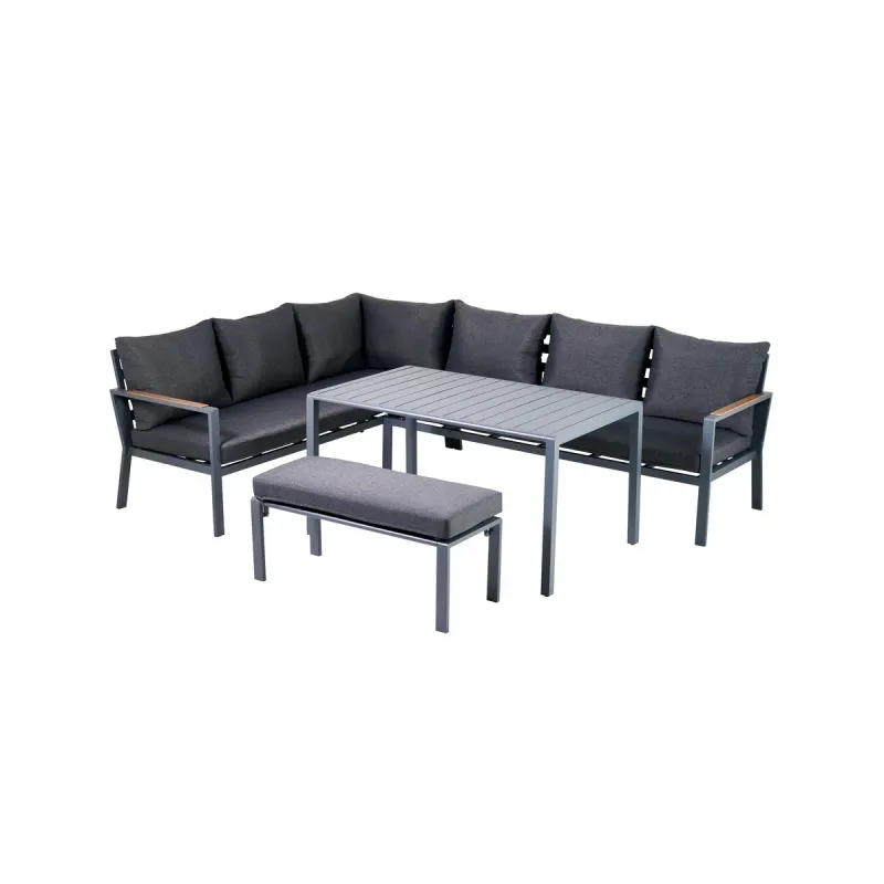 Set coltar de gradina din aluminiu cu perne si masa cu blat aluminiu Garden Star, 5 piese
